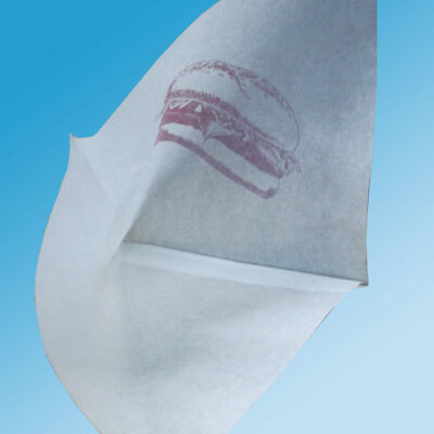 Burger Bag, White with red printed burger, side opening