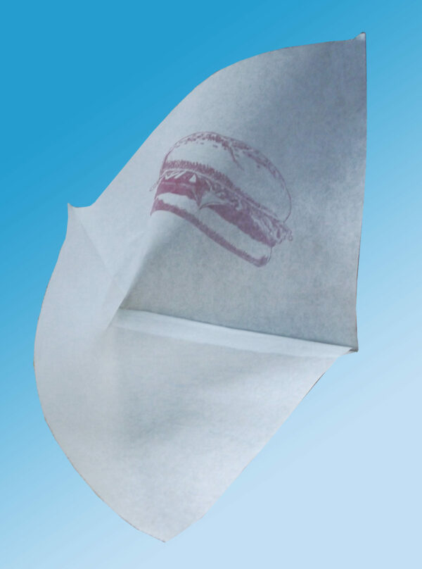 Burger Bag, White with red printed burger, side opening