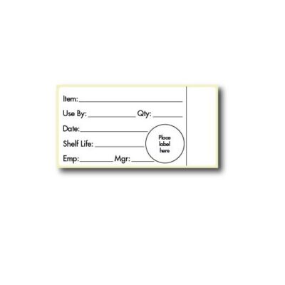 Shelf Life Labels, black text on white background, for use in food safety and food rotation