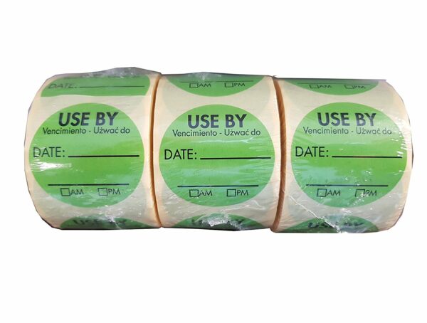 Use By labels, Food Safety Green label with black text, 38mm