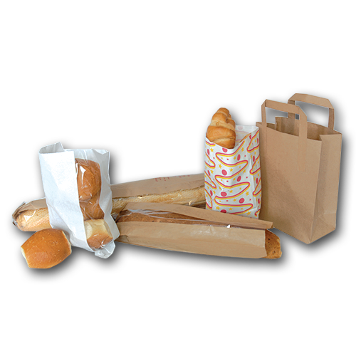 Bread Bags, Paper Bread Bags, white & brown in various sizes, with and without window strip