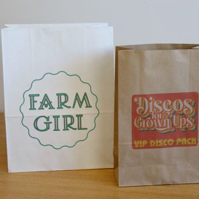 Printed paper bags, we can print 250 - 5000 bags, 1 colour black, or full colour to 1 side
